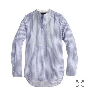 J.CREW Bib popover shirt in crinkle stripe Blue